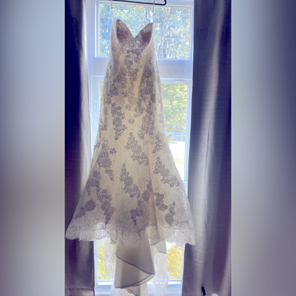 Ivory trumpet wedding dress with clear sequins all over for sparkle throughout